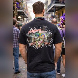 Mystic Stripers Society Black Graphic T-Shirt XL Mardi Gras New Orleans Unisex N